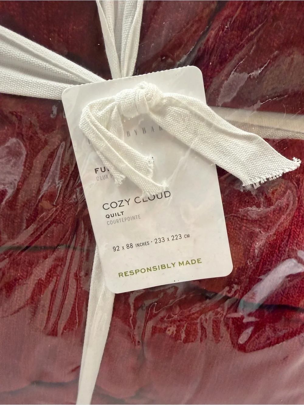 Pottery Barn Full Queen Cozy Cloud QUILT Chenille Cotton Cardinal Ruby Red NWT